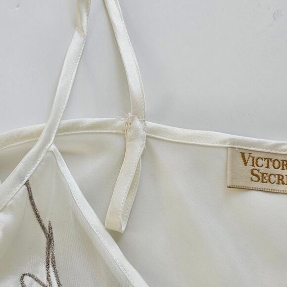 VTG Victoria Secret Gold label white 2 piece slip gown and bed jacket Small - Picture 16 of 16